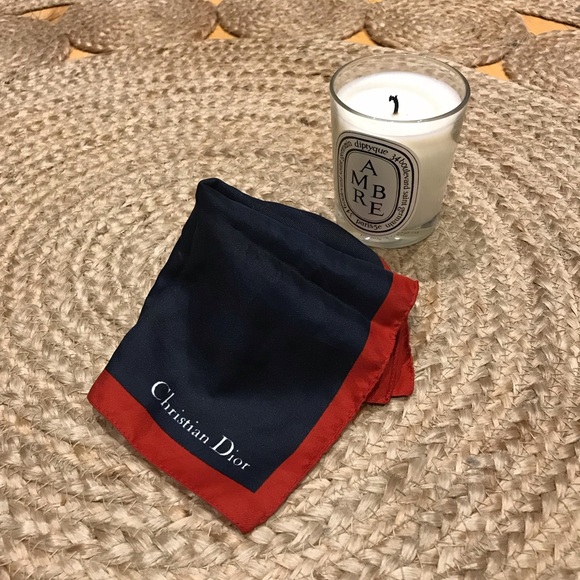 Christian Dior Blue & Red French pocket square scarf - Picture 3 of 8